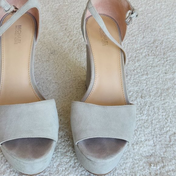Michael Kors Leather Platform Wedges - Dove Gray - Picture 2 of 10